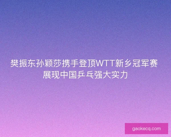 樊振东孙颖莎携手登顶WTT新乡冠军赛 展现中国乒乓强大实力