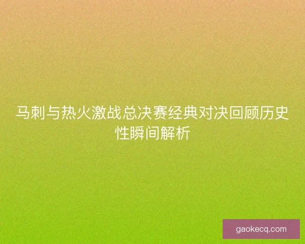 马刺与热火激战总决赛经典对决回顾历史性瞬间解析