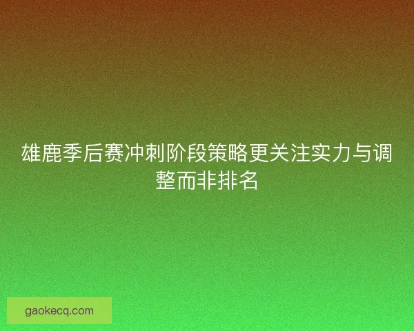 雄鹿季后赛冲刺阶段策略更关注实力与调整而非排名