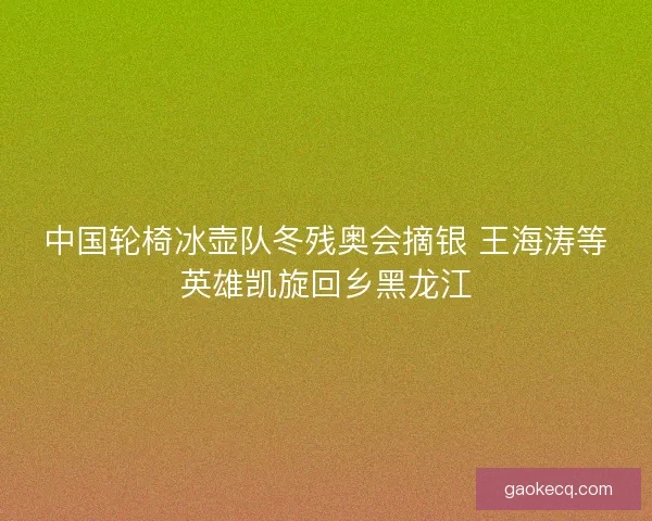 中国轮椅冰壶队冬残奥会摘银 王海涛等英雄凯旋回乡黑龙江
